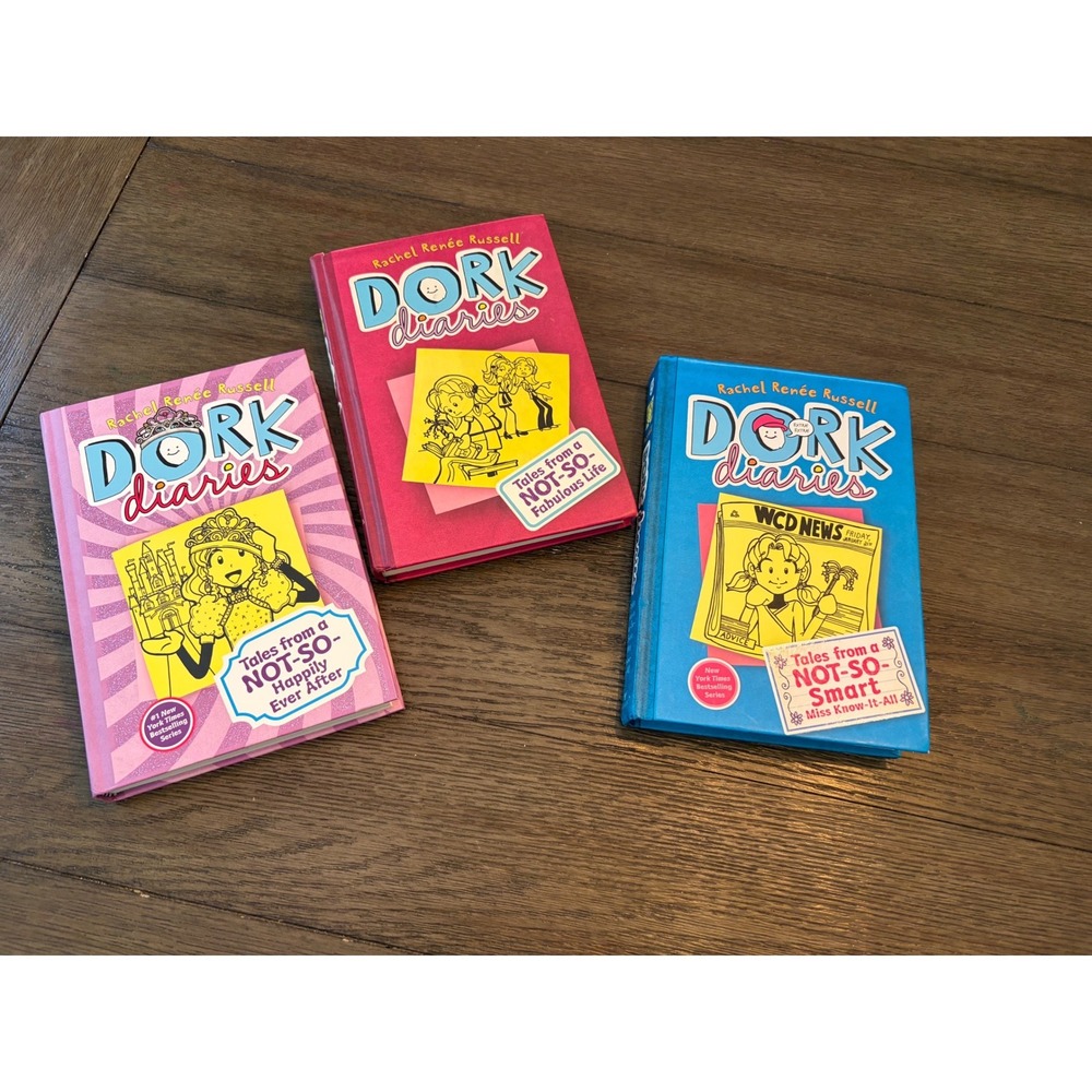 Rachel Renee Russell Dork Diaries Kids 3pc Lot Hardcover Middle School Humor